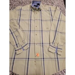 Roper Plaid Long Sleeve Button Down Shirt Mens ML Light Green Blue White